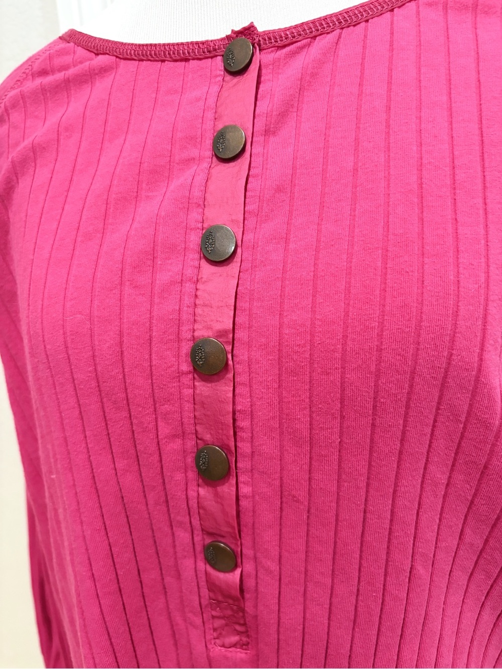 Free People Movement Bella Layer bright pink ribbed jersey top Size Medium - Picture 3 of 8